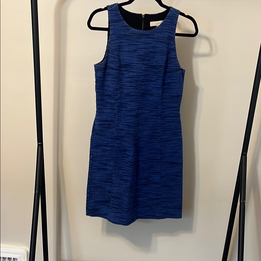 LOFT Blue Sheath Mini Dress Halter Sleeveless